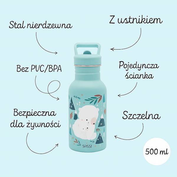 Butelka na wodę bidon 500 ml Miś SASSI 