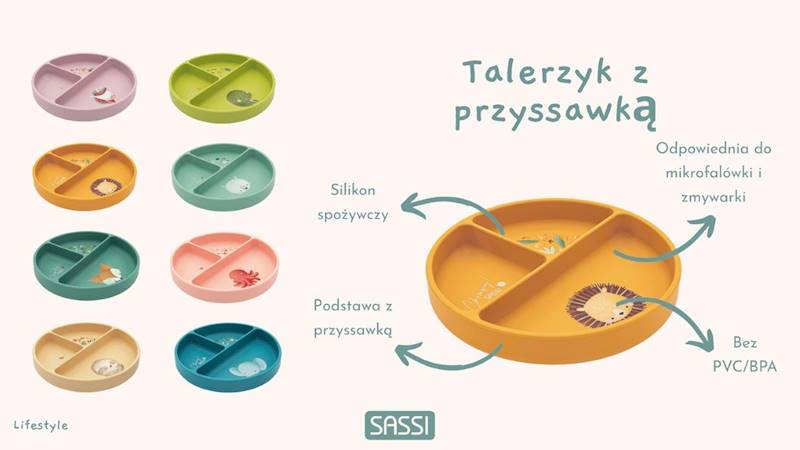 Talerz silikonowy z przyssawką Lew SASSI
