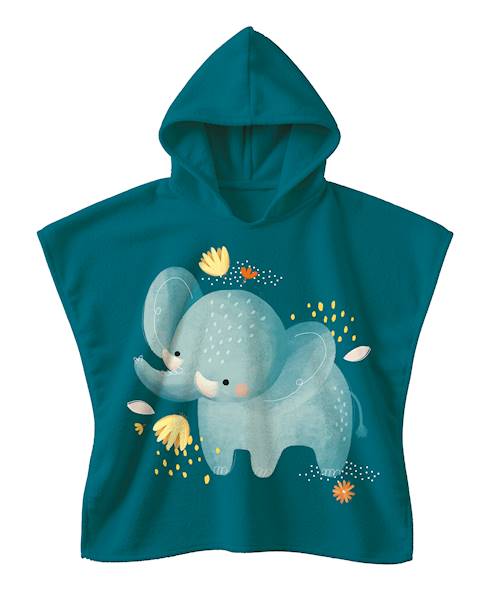 Okrycie kąpielowe z kapturem 100% cotton Słonik