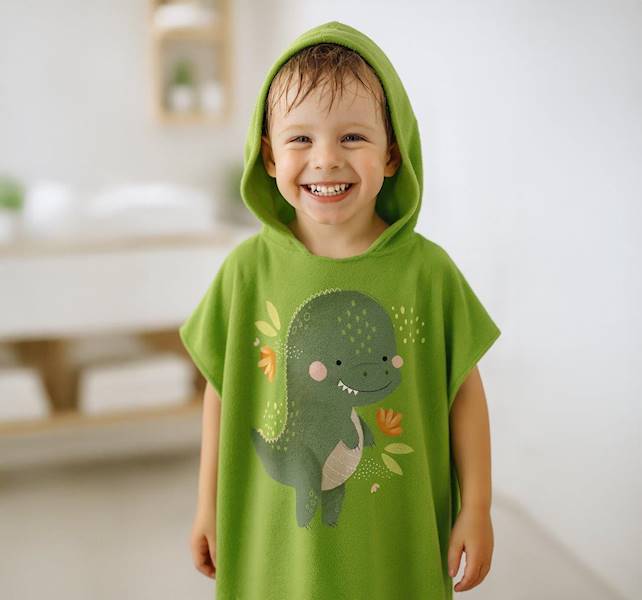 Okrycie kąpielowe z kapturem 100% cotton Dinozaur