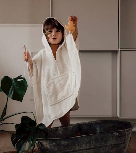 Ponczo kąpielowe, okrycie z kapturem Vanilla Cream