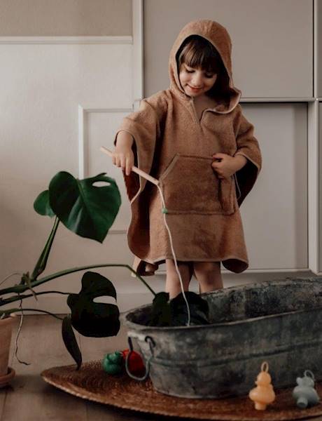 Ponczo kąpielowe, okrycie z kapturem Oak Beige  