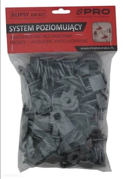 PRO SYSTEM POZIOMUJĄCY KLIPSY SZARE 100 SZTUK