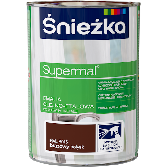 ŚNIEŻKA SUPERMAL EMALIA OLEJNO-FTALOWA BRĄZOWY POŁYSK 0,2L
