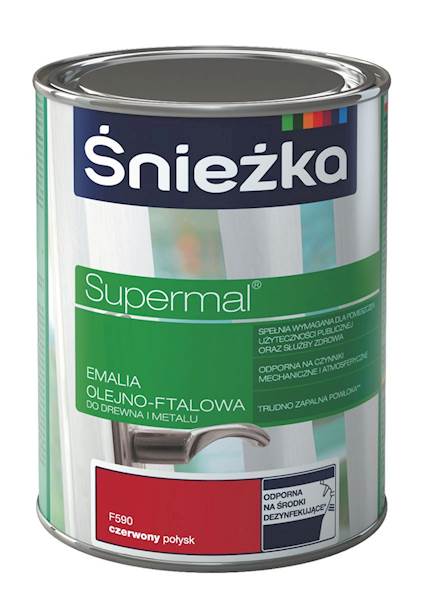 ŚNIEŻKA SUPERMAL EMALIA OLEJNO-FTALOWA CZERWONY POŁYSK 0,2L