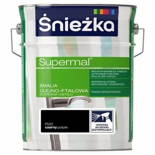 ŚNIEŻKA SUPERMAL EMALIA OLEJNO-FTALOWA CZARNY POŁYSK 0,4L