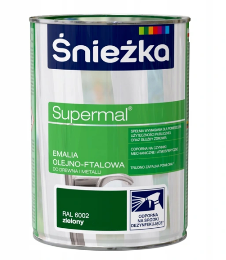 ŚNIEŻKA SUPERMAL EMALIA OLEJNO-FTALOWA ZIELONY POŁYSK 0,8L