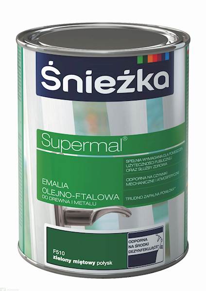 ŚNIEŻKA SUPERMAL EMALIA OLEJNO-FTALOWA ZIELONY MIĘTOWY POŁYSK 0,8L