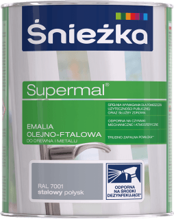 ŚNIEŻKA SUPERMAL EMALIA OLEJNO-FTALOWA STALOWY POŁYSK 0,8L