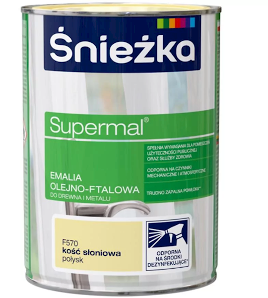 ŚNIEŻKA SUPERMAL EMALIA OLEJNO-FTALOWA KOŚĆ SŁONIOWA POŁYSK 0,8L