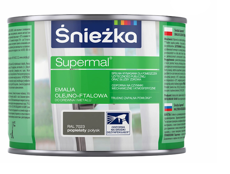 ŚNIEŻKA SUPERMAL EMALIA OLEJNO-FTALOWA POPIELATY POŁYSK 0,2L