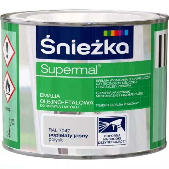 ŚNIEŻKA SUPERMAL EMALIA OLEJNO-FTALOWA POPIELATY JASNY POŁYSK 0,2L