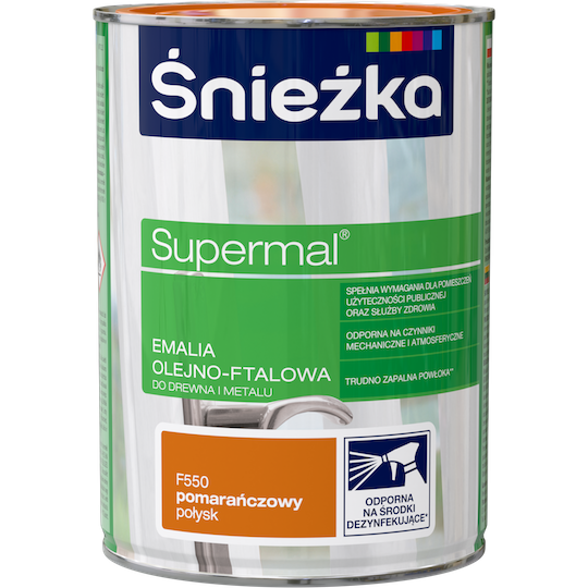 ŚNIEŻKA SUPERMAL EMALIA OLEJNO-FTALOWA POMARAŃCZOWY POŁYSK 0,8L