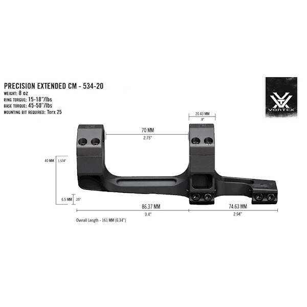Montaż Vortex Precission Extended 34mm CM-534