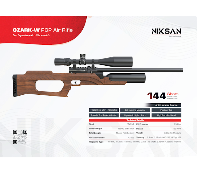 Karabinek pneumatyczny PCP Niksan Ozark-W Air Rifl