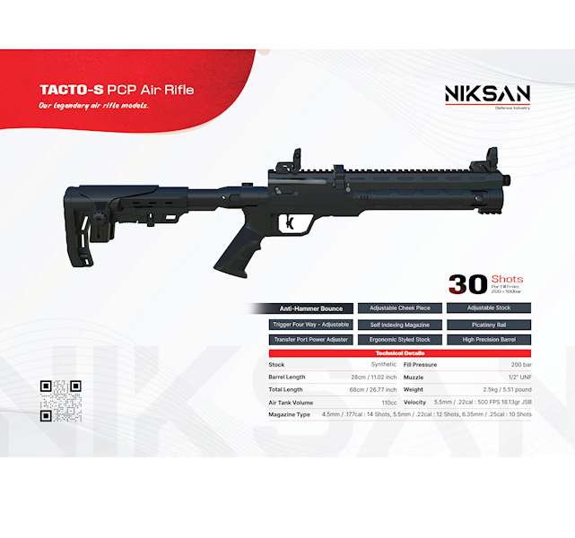 Karabinek pneumatyczny PCP Niksan Tacto-S Air Rifl