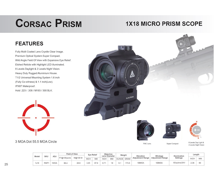 Celownik pryzmatyczny Redwin Corsac Prism 3x30