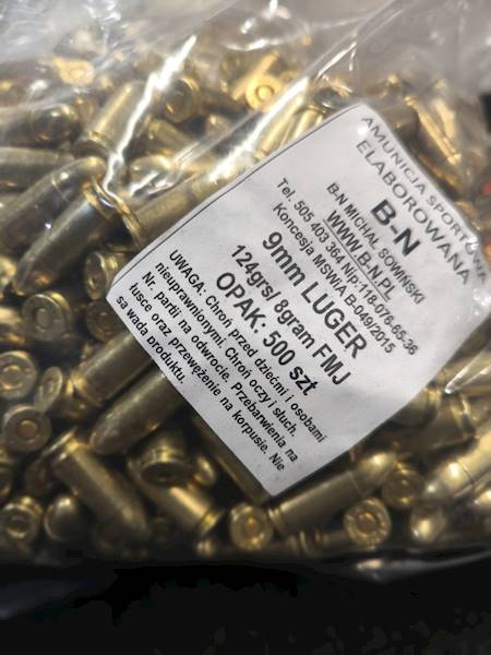 Amunicja elaborowana 9mm Luger FMJ 124gr/8g B-N