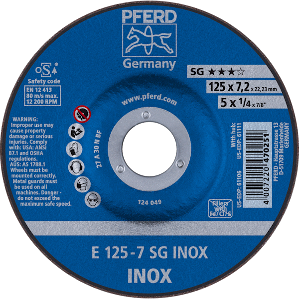 TARCZA 125 X 7,2 INOX SG PFERD