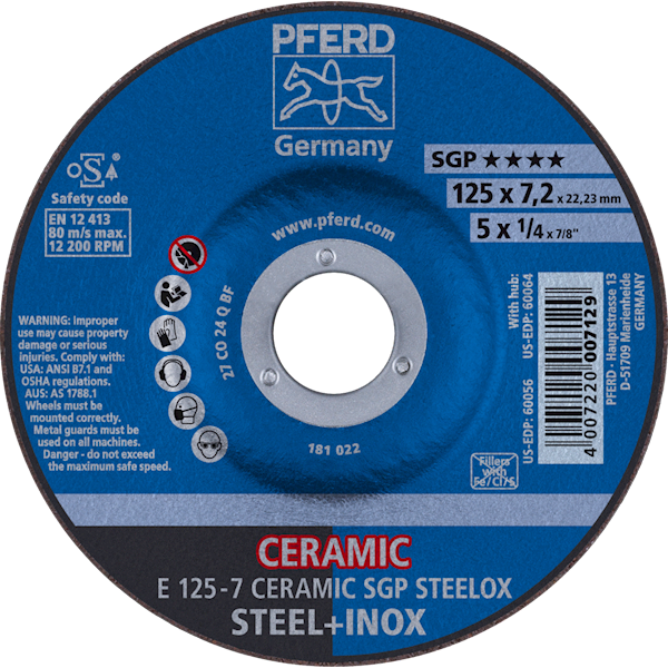 TARCZA 125 X 7 CERAMIC STEEL+INOX PFERD