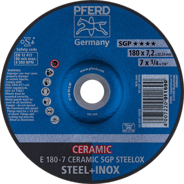 TARCZA 180 X 7,2 CERAMIC SGP STEELOX PFERD
