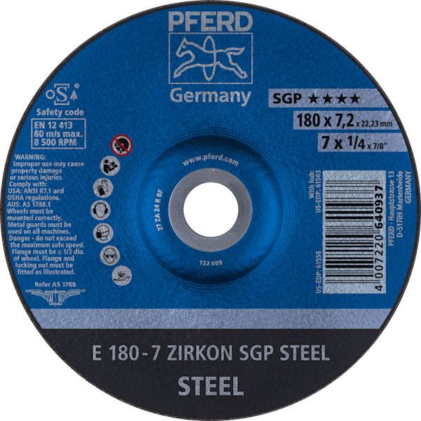 TARCZA 180 X 7,2 ZIRKON SGP STEEL PFERD