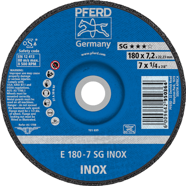 TARCZA 180 X 7,2 SG INOX PFERD