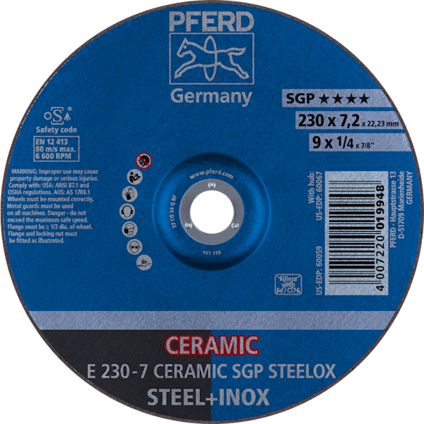 TARCZA 230 X 7,2 CERAMIC SGP STEELOX PFERD