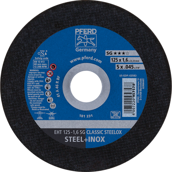 TARCZA 125-1,6 A46 R SG STEELOX PFERD