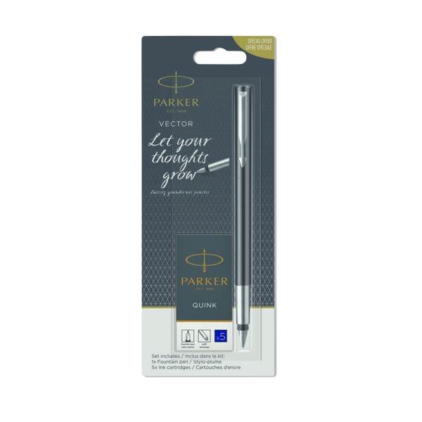 PARKER VECTOR PIÓRO WIECZNE CZARNE + NABOJE BLISTE