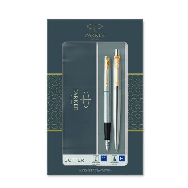 ZESTAW PARKER JOTTER STALOWY GT PIÓRO + DŁUGOPIS 