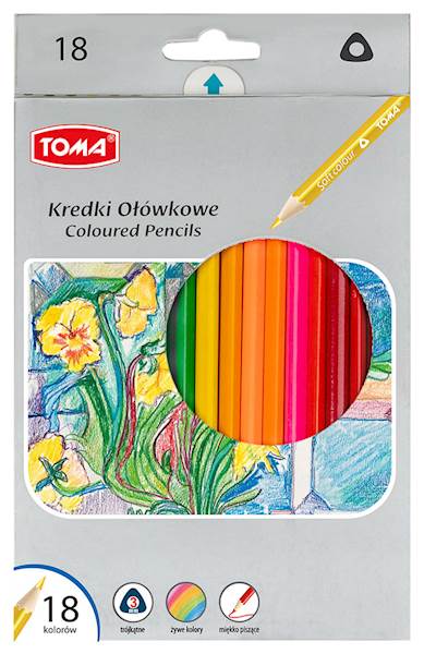 KREDKI OŁÓWKOWE TRÓJKĄTNE 18KOL TOMA /TO-544-83