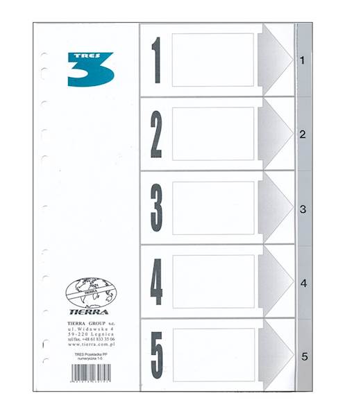 PRZEKŁADKI NUMERYCZNE 1-5 PP A4 TRES