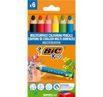 KREDKI OŁOWKOWE JUMBO BIC KIDS 6KOL +TEMPERÓWKA
