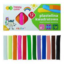 PLASTELINA KWADRATOWA 12 KOLORÓW HAPPY COLOR