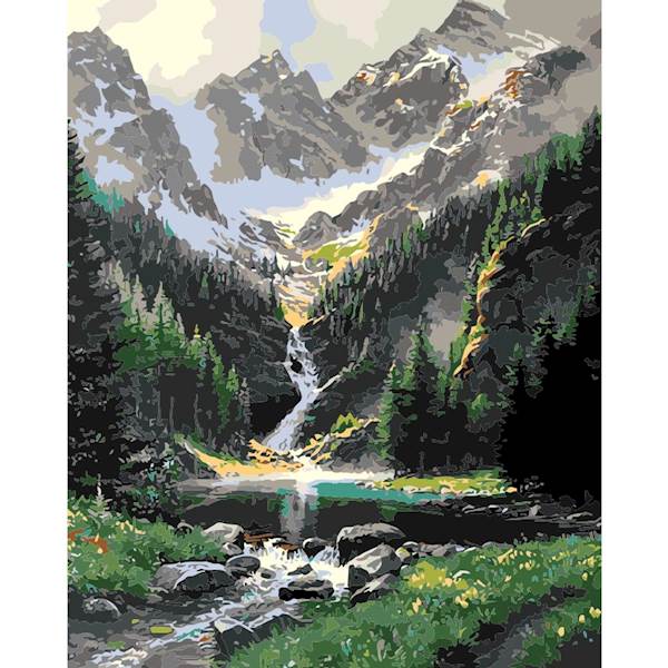 MALOWANIE PO NUMERACH Z FARBAMI 40*50CM GÓRY II