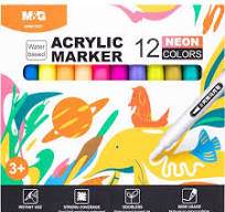 ZESTAW MARKERÓW AKRYLOWYCH 1-2MM NEONOWE A'12SZT