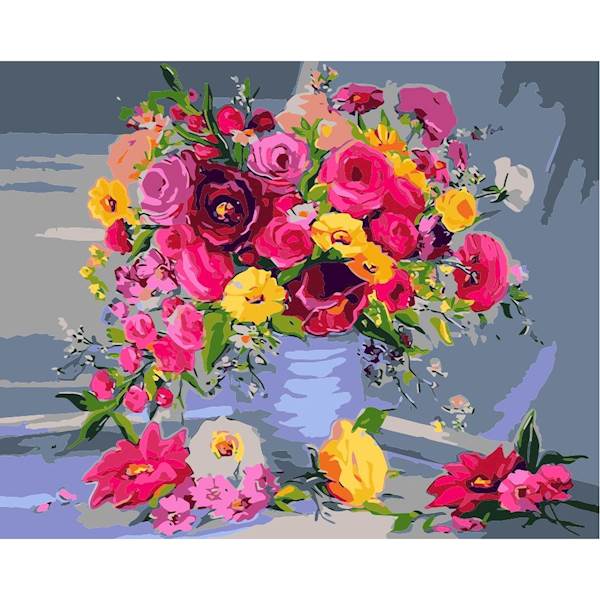 MALOWANIE PO NUMERACH Z FARBAMI 40*50CM BUKIET 