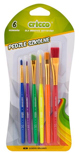 PĘDZELKI SZKOLNE KOLOROWE CRICCO A'6SZT /CR363B6