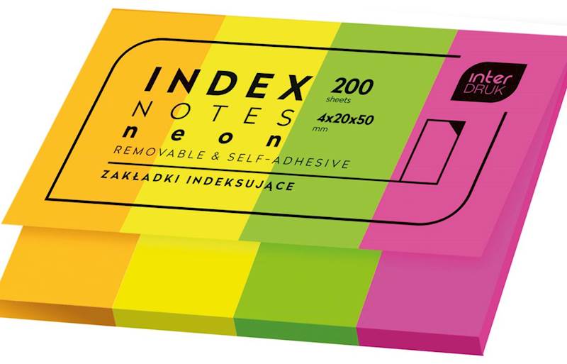 ZAKLADKI IDEKSUJĄCE NEON 4KOL A'200 INTERDRUK