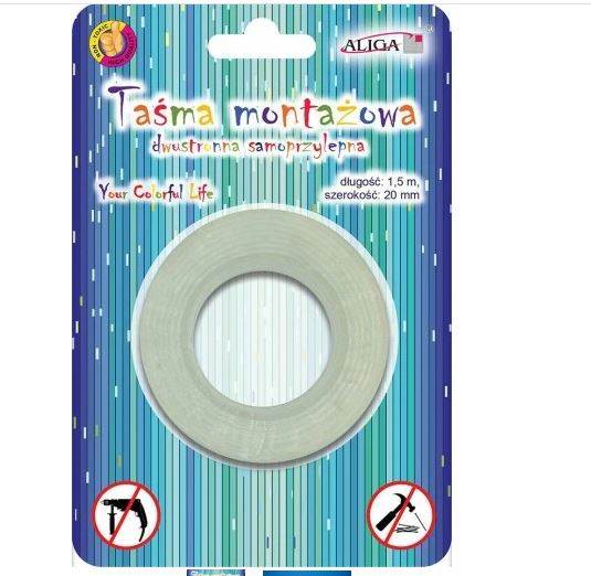 TAŚMA MONTAŻOWA DWUSTRONNA 20MMX1,5M ALIGA