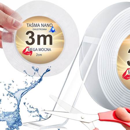 TAŚMA DWUSTRONNA PRZEZR. NANO 2CM*3M /MAT-T-126