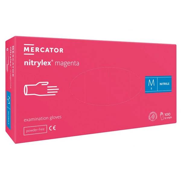 RĘKAWICE NITRYLOWE MAGENTA ŚREDNIE A100SZT M