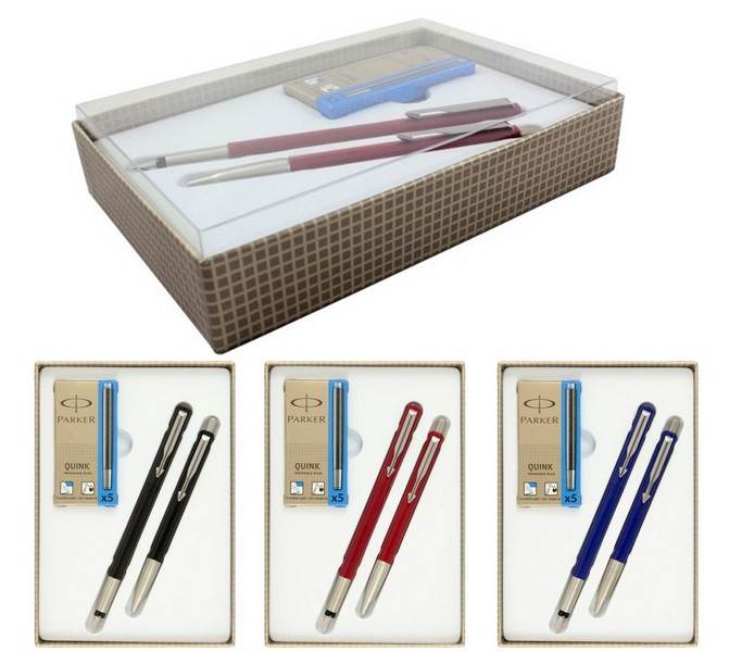 PARKER VECTOR DUO CZERWONY PIÓRO+DŁUG.+NABOJE