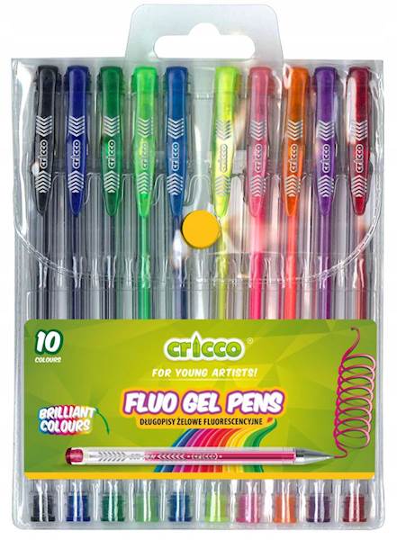DŁUGOPISY ŻELOWE FLUOR CRICCO 10KOL /CR816W10