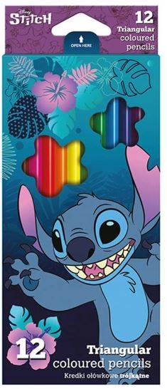 KREDKI OŁÓWKOWE TRÓJKĄTNE 12KOL DISNEY STITCH