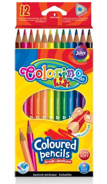 KREDKI OŁÓWKOWE TRÓJKĄTNE 12KOL COLORINO