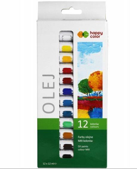 FARBA OLEJNA ZESTAW 12KOL 12ML HAPPY COLOR