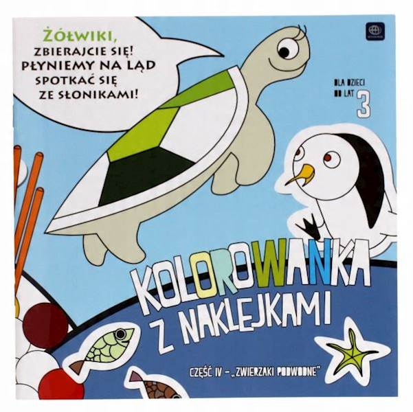 KOLOROWANKA Z NAKLEJKAMI PODWODNE ZWIERZĘTA