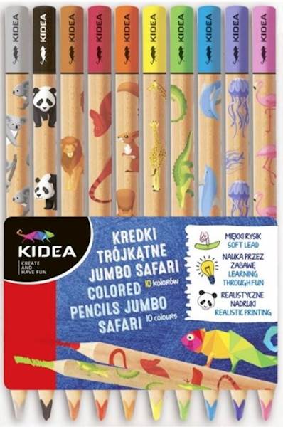 KREDKI TRÓJKĄTNE JUMBO SAFARI 10KOL KIDEA